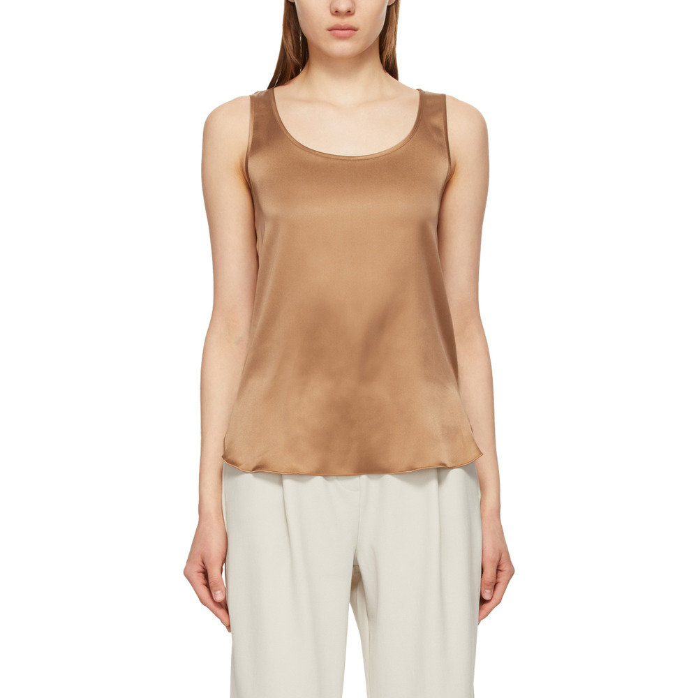 Maxmara Brown Silk 'Pan' Crewneck Tank Top Size 34